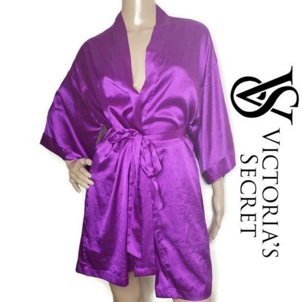 Victorias Secret royal Purple Satin Kimono Robe size small medium